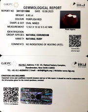 6.60/CT Natural Neo Burma Ruby with Govt. Lab Certificate (4551)